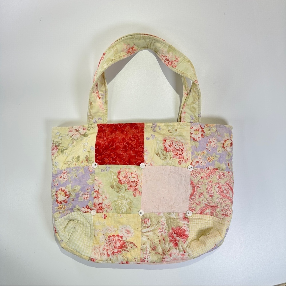 Handmade Quilted Patchwork Tote Cottagecore Floral Bag - Picture 3 of 12